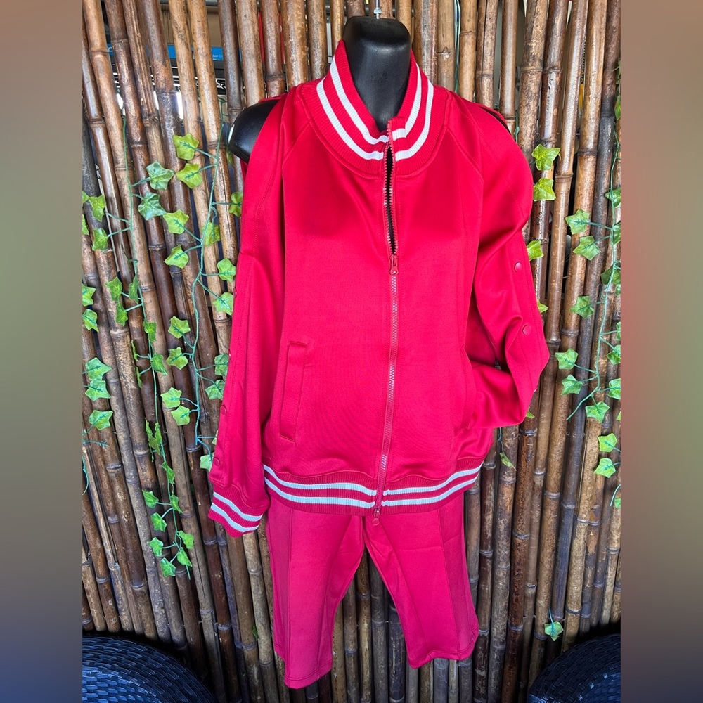 Striped Hollow Out Pocket Detail Jacket & Shorts